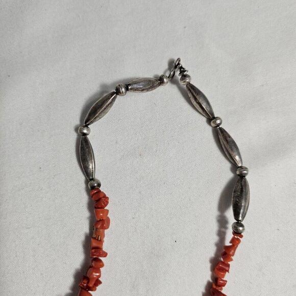 Vintage Natural Red Coral Branch and Heishi Necklace for Women, Southwestern 26" - Picture 9 of 10